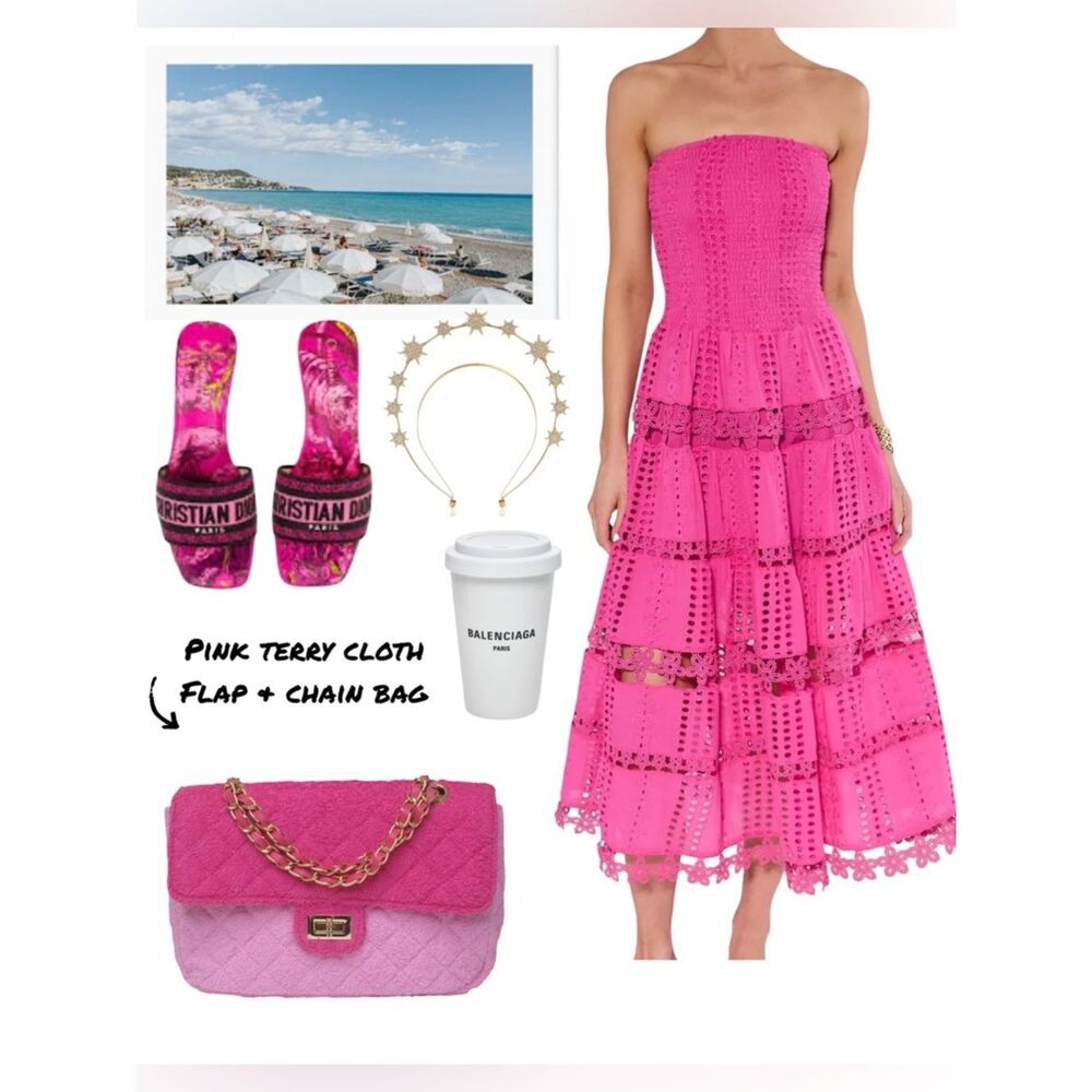 LAST ONE! PInk Ombre Terrycloth Flap Bag With Chain